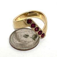 14K Yellow Gold Abstract 5 Stone Ruby Ring Size 7.5, 4.89g