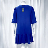 NWT Wmns DKNY Blue Puff Sleeve Knee Length Loose Fit Ruffle Bottom Dress Sz 16