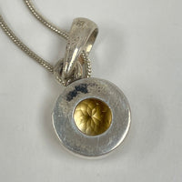 925 Sterling Silver Round Faceted Citrine Pendant