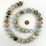 Sterling Toggled 25" Knotted 20mm Peruvian Opal Beaded Statement Necklace