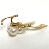 14K Yellow Gold Bow & Genuine Pearl Accent Pendant/Slider, 2.90g