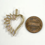 10K Yellow Gold Multi-Color Marquise Cut CZ Heart Pendant - 2.75g