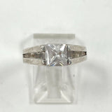 Sterling Silver Princess Cut Cubic Zirconia Solitaire Ring Size 5.5, 3.56g