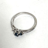 10K White Gold Blue Sapphire Ring w/ Diamond Accent Sz 6.75, 1.55g, Missng Stone