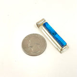 Sterling Silver Iridescent Blue/Green Art Glass 1 5/8" Long Pendant, 8.91g