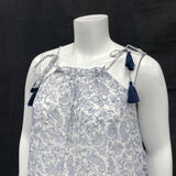 NWT Wmns ACCESSORIZE London Blue White Paisley Seashell Pattern Mini Dress Sz L