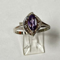 Avon Sterling Silver 925 Marquise Cut Amethyst Ring 2.8 Grams Size 11