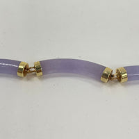 7" Purple Jade Round Panel Bracelet w/ 14K Yellow Gold Accents, 11.55g