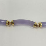 7" Purple Jade Round Panel Bracelet w/ 14K Yellow Gold Accents, 11.55g