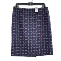 NWT Wmns ANN TAYLOR Navy Blue Jacquard Pattern Pencil Skirt Sz 10 Petite MSRP$89