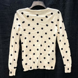 Wmns LORD & TAYLOR 100% Cashmere Cream & Black Polka Dot Sweater Sz S