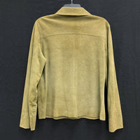 Wmns 90s Vintage JOSE LUIS Green Suede Leather Lightweight Button Up Jacket Sz 8