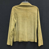 Wmns 90s Vintage JOSE LUIS Green Suede Leather Lightweight Button Up Jacket Sz 8
