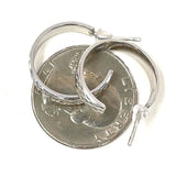 Sterling Silver 4mm Wide 3/4" Hoop Earrings w Engraved Cross-Hatch Design, 3.84g