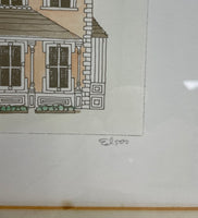 Ltd/500 Ed Framed Etching w Wash of Old House - Joni?