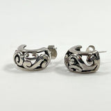 13.5mm Sterling Silver Openwork Scroll Design Hoop Post Earrings 3.45 grams