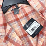 NWT Wmns EDDIE BAUER Peach Plaid Short Sleeve Light Button Up Shirt Sz S MSRP$60