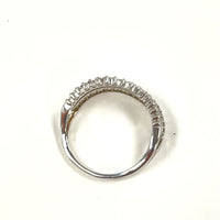 Size 9 Sterling Silver Split Shank Sparkling CZ Double Baguette Curve Ring 3.04g