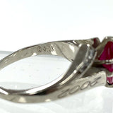 10K White Gold Ruby & Cubic Zirconia Commemorative 2002 Ring Size 6.75