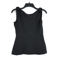 Wmns KATE SPADE New York Live Colorfully Black Bow Shoulder Peplum Tank Top Sz 2