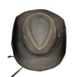 Mens STETSON Wool Blend Dark Brown Faux Leather Crushable Cowboy Hat Sz L