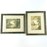 Original Watercolor Paintings (Set of Two) in Frames Signed by Artist