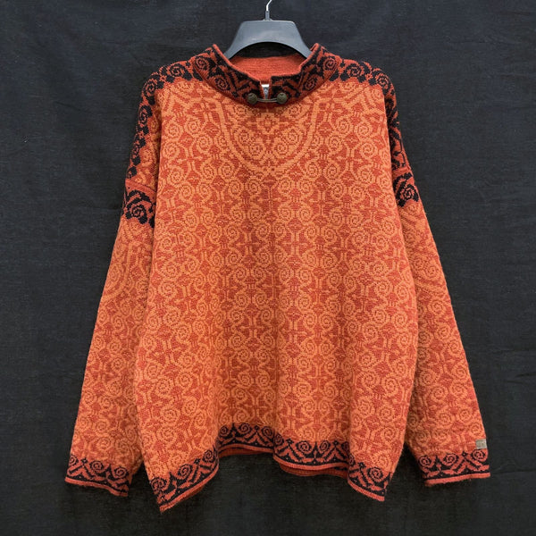 90s Vintage DALE OF NORWAY 100% Wool Desert Coral Swirl Patterned Sweater Sz XL