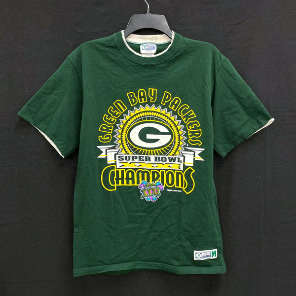 90s Vintage DISCUS Green Bay Packers NFL Superbowl XXXI Green Graphic T-Shirt M