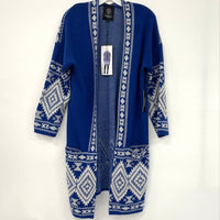 NWT Vertigo Paris Royal Blue White Patterned Cardigan Women’s Sz M