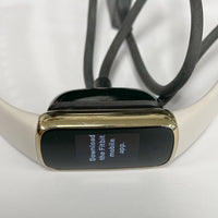 Fitbit Heart Rate Fitness Watch FB422 Gold with White Band and Charger - TESTED