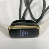 Fitbit Heart Rate Fitness Watch FB422 Gold with White Band and Charger - TESTED