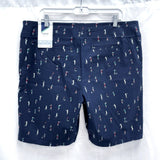 NWT Wmns IZOD GOLF Navy Blue Print UPF15 Wicking Bermuda Shorts Sz 18 MSRP$64