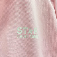 Wmns STAR GOLDEN GOOSE Pink & White Athletic Zip Up Mock Neck Sweater Sz XS