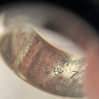 Sterling Silver Vintage Sz. 6.75 Omega Mu Chi Fraternal 9.5mm Wide Ring, 6.23g