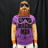 Mens MACHO MAN Randy Savage WWE Costume Zip Over Mask Hoodie Sweater Sz L