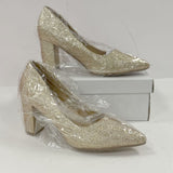 J. Adams Jolie Gold Glitter Closed-Toe High Heeled Pumps Women's Sz 7.5