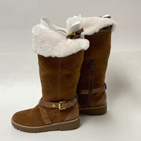 Michael Kors Fawn Tall Shearling Brown Boots w Buckle Accents sz 6M