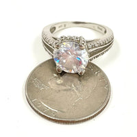 Sterling Silver Spilt Shank CZ Ring Size 7 - 5.15g