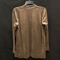 NWT Wmns J. JILL Purejill Brown Soft Velour V-Neck Long Sleeve Top Sz S MSRP$79