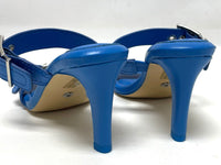 White House Black Market Blue Leather Double Buckle Heels Women’s Sz 6.5M