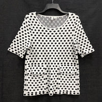 Wmns MOTH Anthropologie Black & White Polka Dot Short Sleeve Sweater Top Sz S