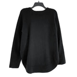 Wmns HOLEBROOK Sweden Merino Wool Black Curved Hem Pullover Sweater Sz S