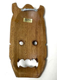 Hand Carved Wooden Snarling Face MMI Import Branded Mask Wall Hanging