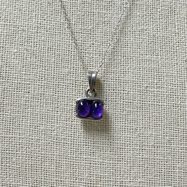 925 Sterling Silver Pendant With Amethyst 3.49 Grams 16 Inch Necklace