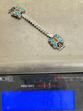 925 Sterling Silver Watch Tips W/Inlay Turquoise Mosaic W/ Coral 18.69 Grams