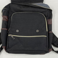 North Face Black Canvas Student Backpack w Magnetic Clasps and Faux Leather Trim