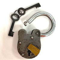 Antique Style Wine Cellar Padlock - 2 Skeleton Keys Included