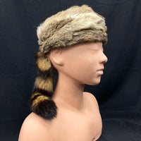 Vintage 60s 70s Brown Genuine Raccoon Fur Coon Tail Hat