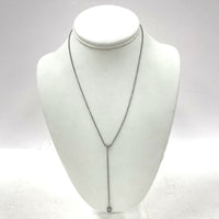 Adjustable 15-17" Sterling Silver 4mm CZ Drop 3" Y Pendant Necklace 2.46 grams