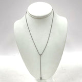 Adjustable 15-17" Sterling Silver 4mm CZ Drop 3" Y Pendant Necklace 2.46 grams